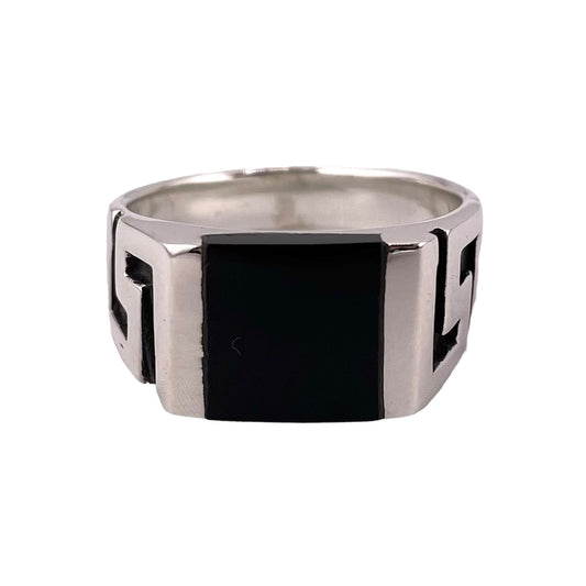 Onyx Square Stone Ring Sterling Silver