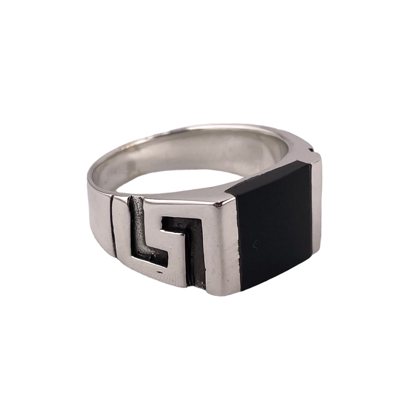 Onyx Square Stone Ring Sterling Silver