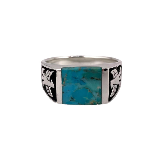 Turquoise Square Stone Ring Sterling Silver