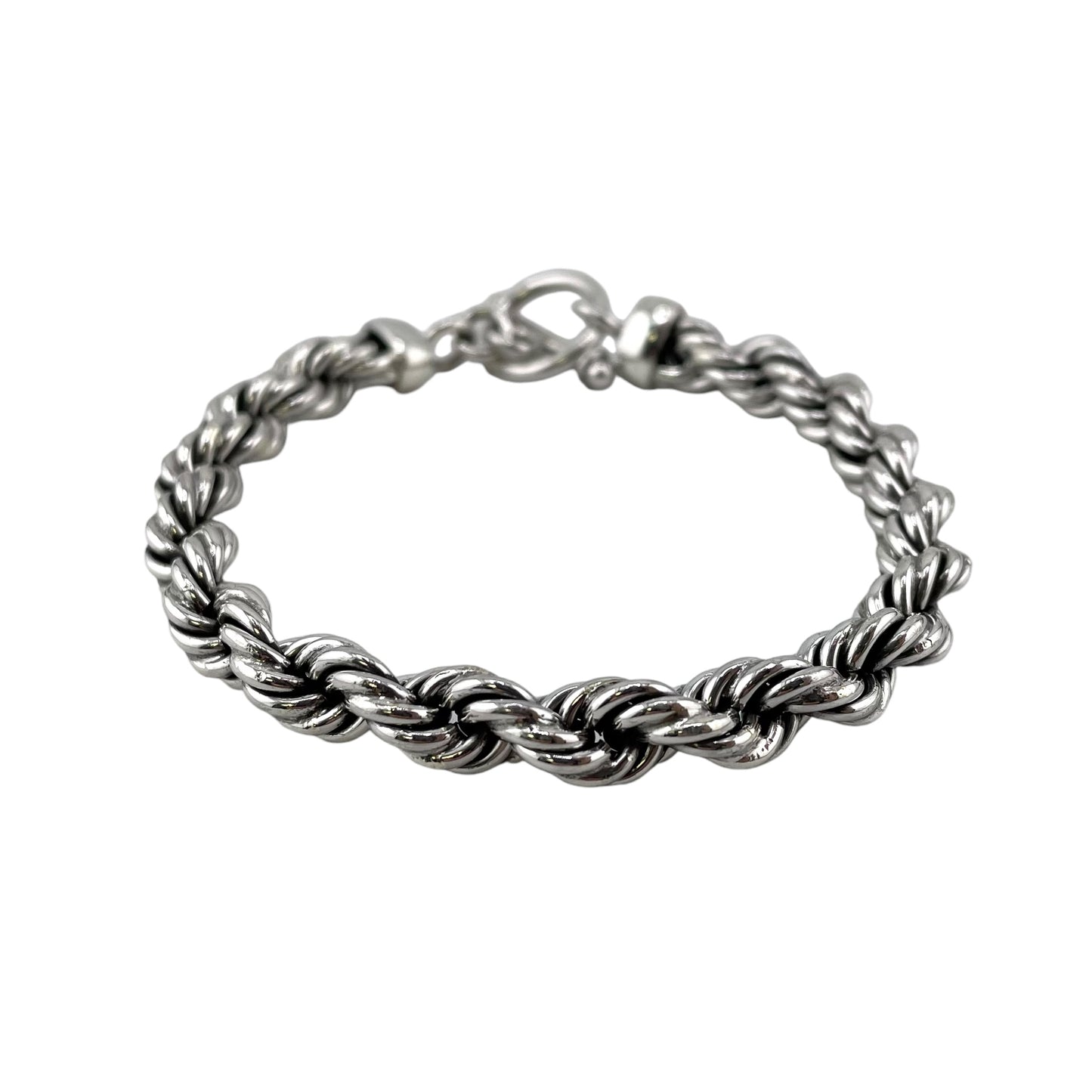 Handmade 7mm Rope Chain Toggle Bracelet Sterling Silver