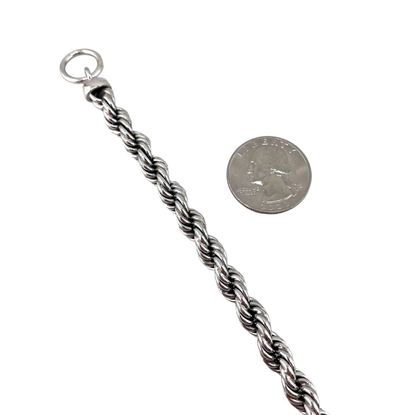 Handmade 7mm Rope Chain Toggle Bracelet Sterling Silver