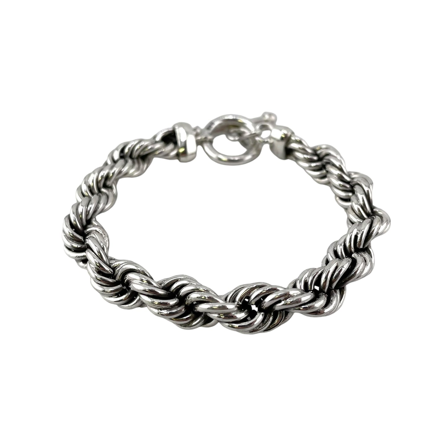 Handmade 9mm Rope Chain Toggle Bracelet Sterling Silver