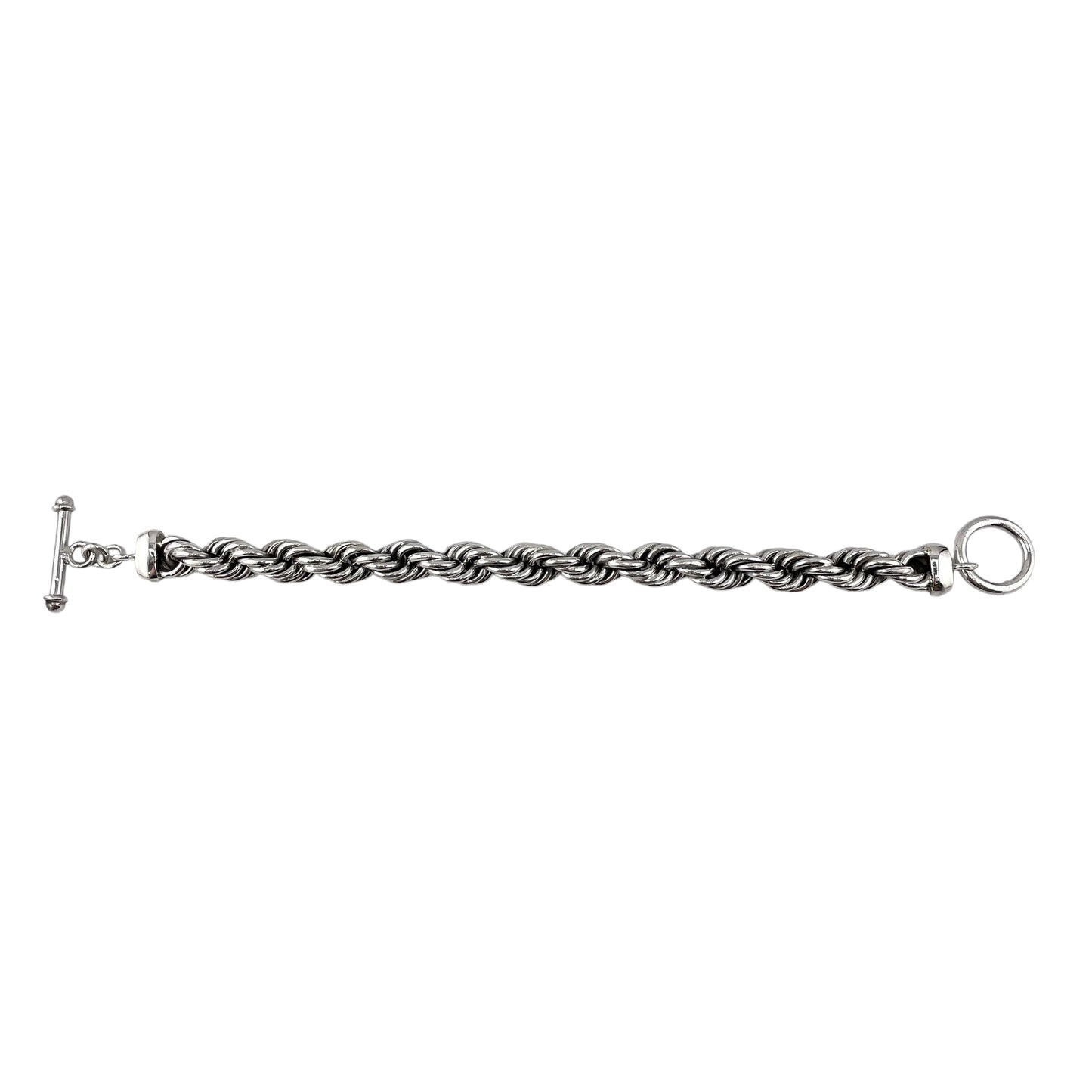 Handmade 9mm Rope Chain Toggle Bracelet Sterling Silver