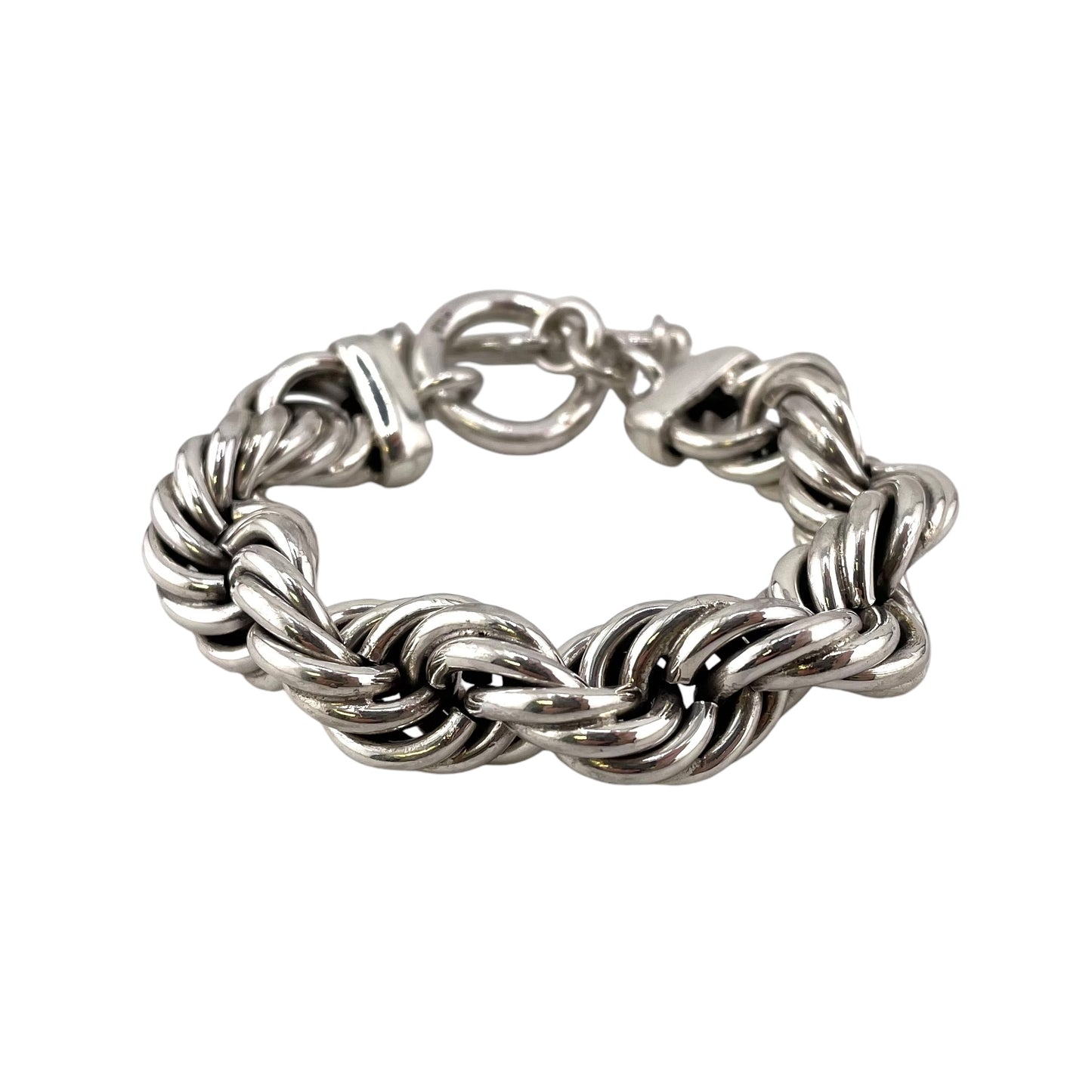 Handmade 14mm Rope Chain Toggle Bracelet Sterling Silver