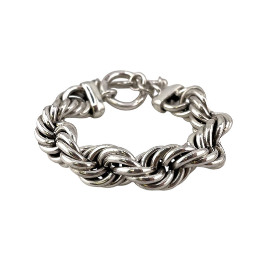 Handmade 16mm Rope Chain Toggle Bracelet Sterling Silver