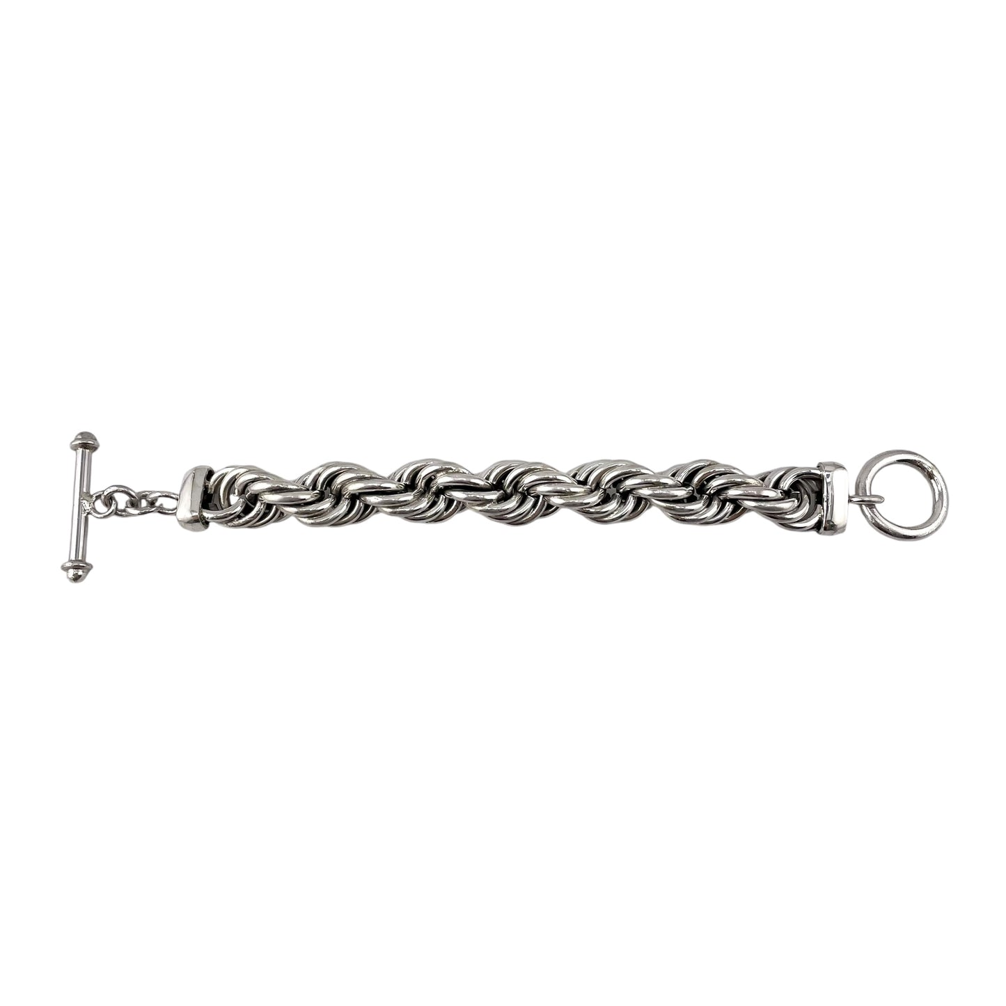 Handmade 14mm Rope Chain Toggle Bracelet Sterling Silver