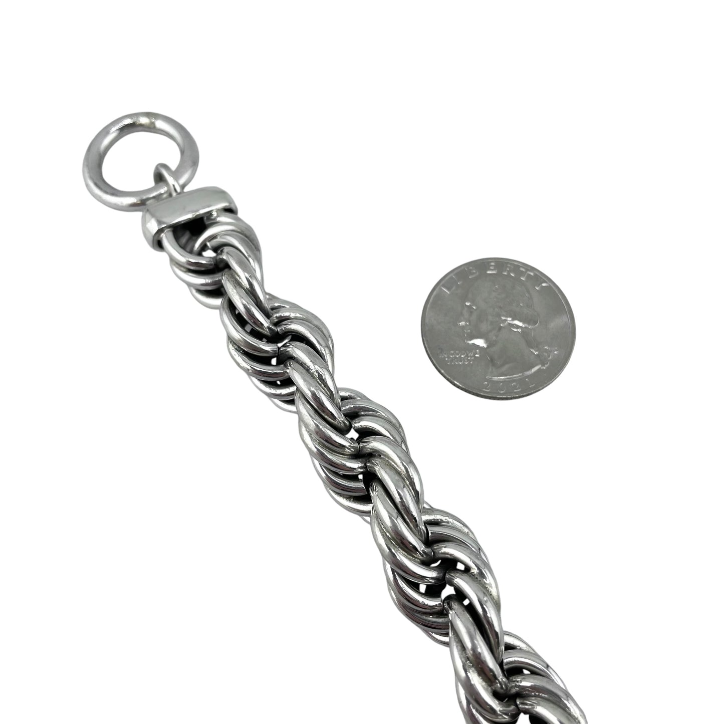 Handmade 14mm Rope Chain Toggle Bracelet Sterling Silver