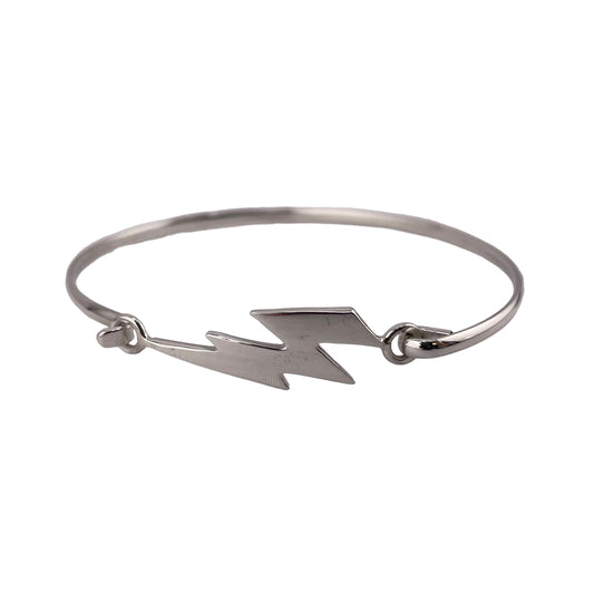 Lightning Bolt Latch Bangle Bracelet Sterling Silver