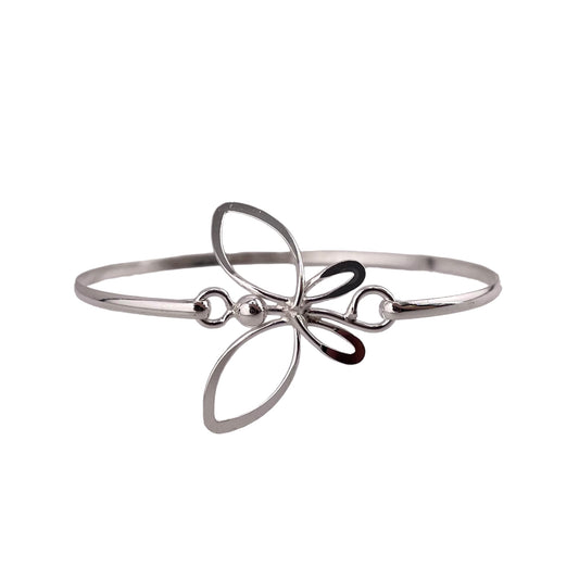 Butterfly Latch Bangle Bracelet Sterling Silver