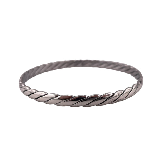 Braided Rope 5mm x 68mm Bangle Bracelet Sterling Silver