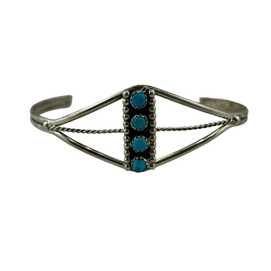 Turquoise Row Navajo Bracelet Sterling Silver