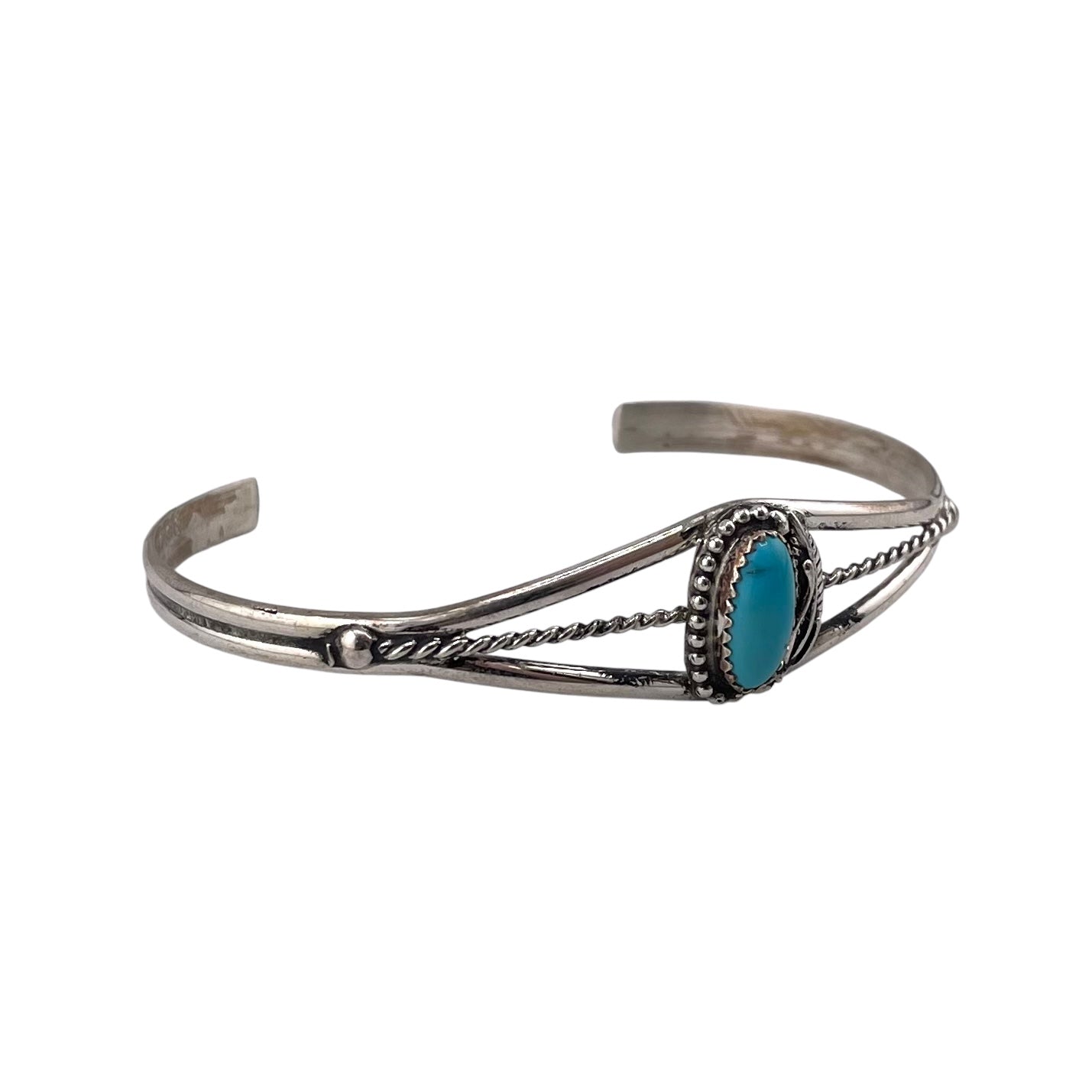 Turquoise Feather Navajo Bracelet Sterling Silver