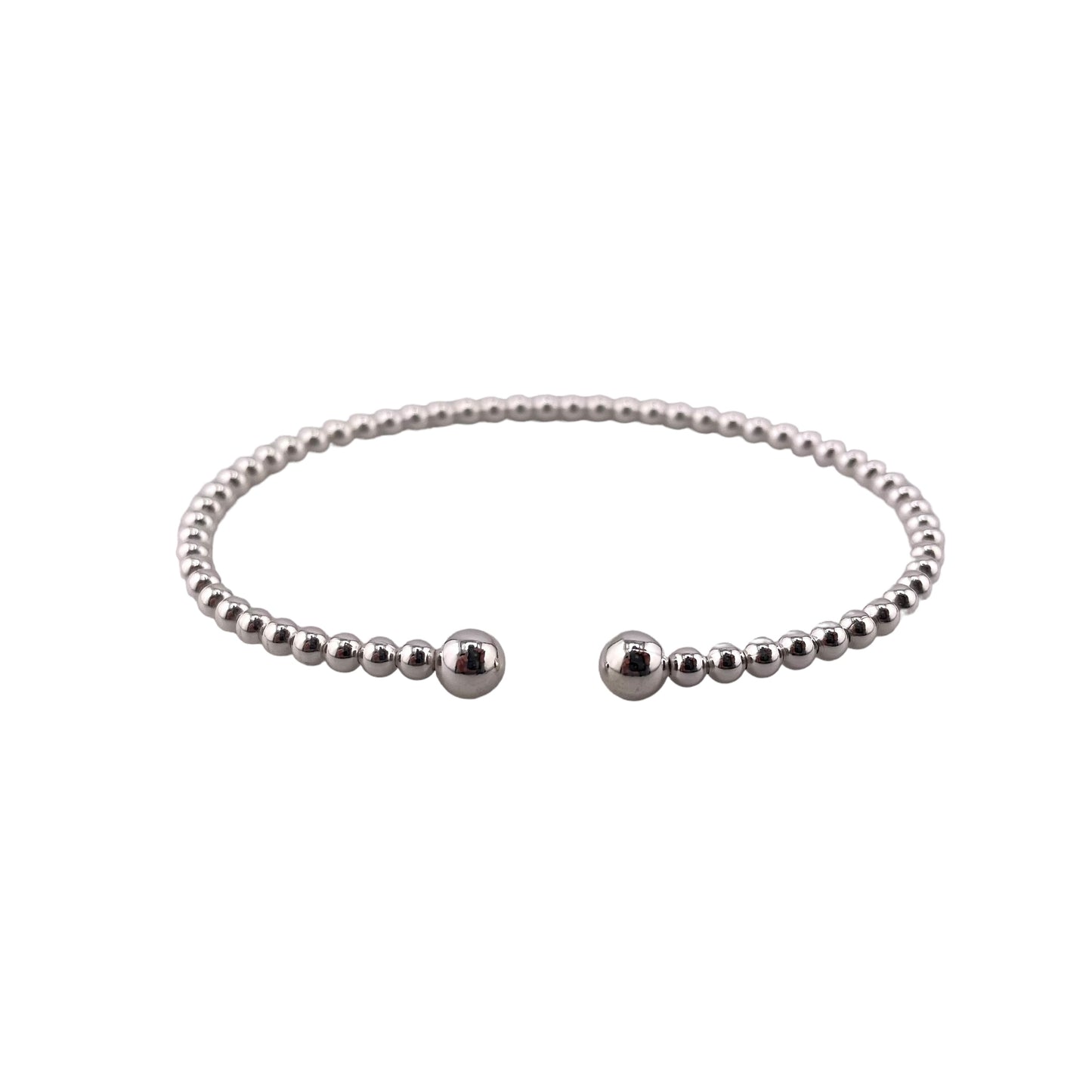 Graduated Bead Cuff Bracelet 3mm Sterling Silver