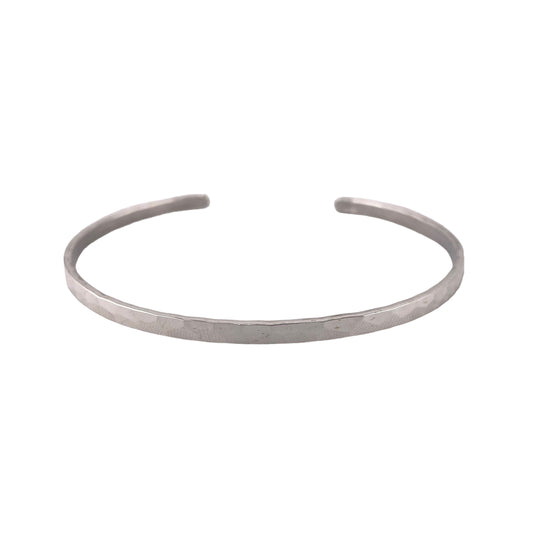 Hammered 3mm Cuff Bracelet Sterling Silver