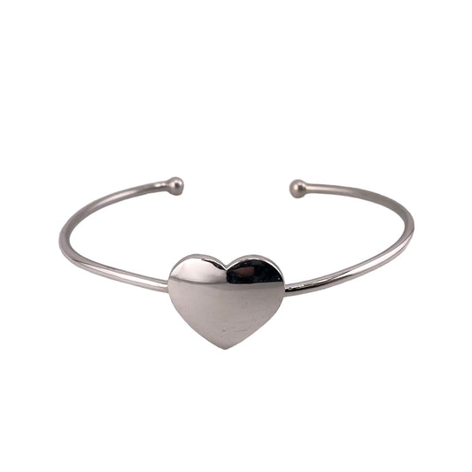 Heart Cuff 16mm Bracelet Sterling Silver