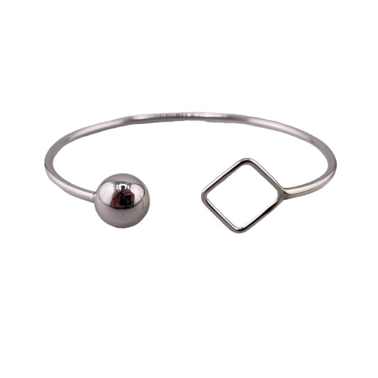 Bead Diamond-Shape Cuff Bracelet Sterling Silver