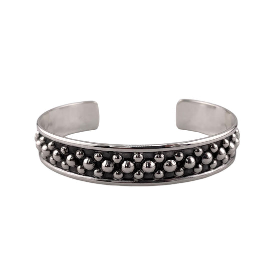 Dotted Bead 12mm Cuff Bracelet Sterling Silver