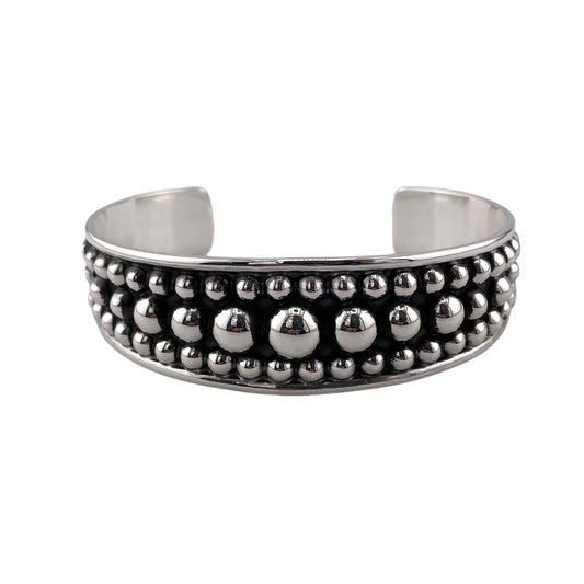 Ball Dot Row 20mm Cuff Bracelet Sterling Silver