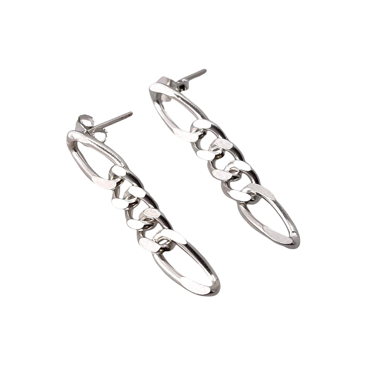 Figaro 6mm Chain Post Earrings Sterling Silver