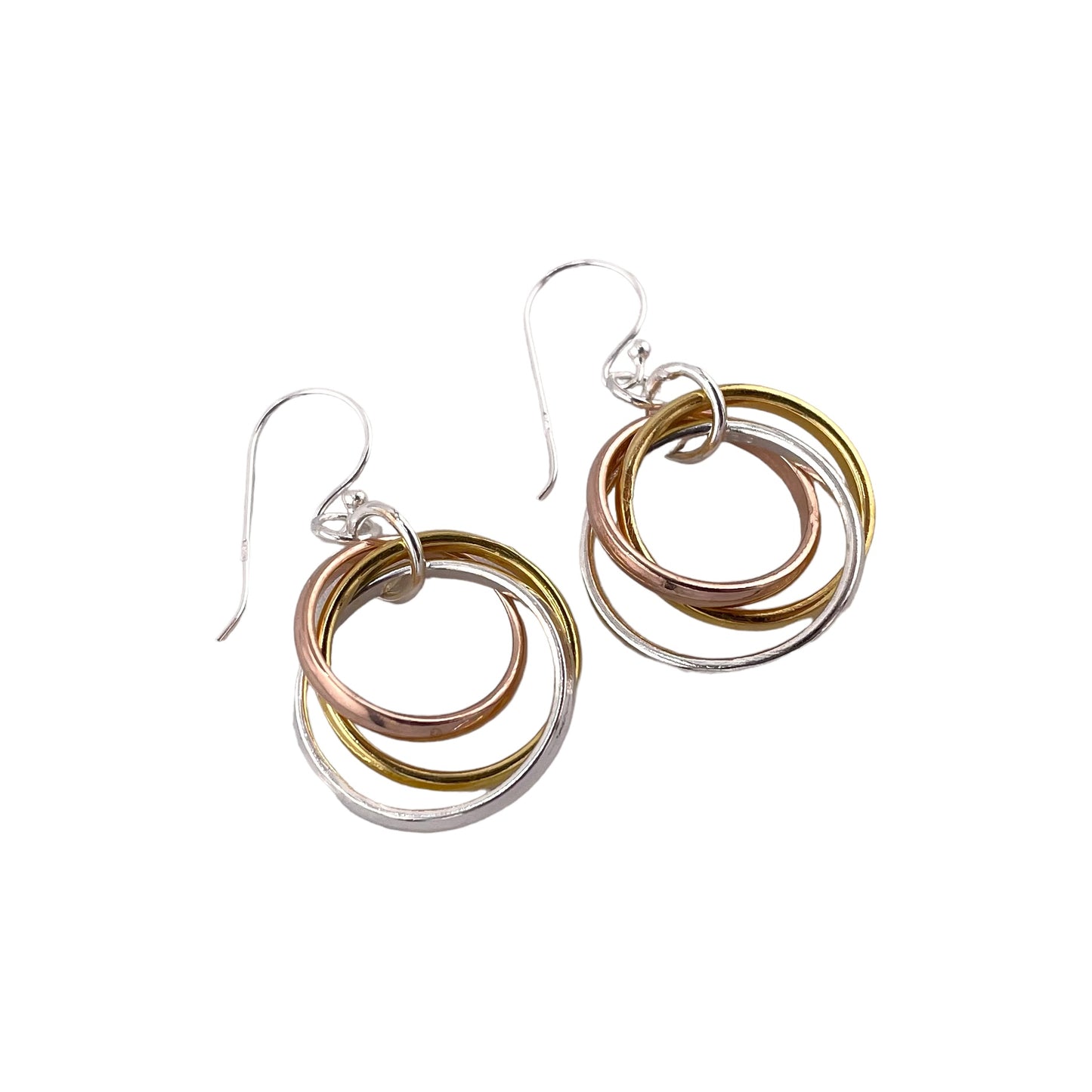 Tri-Tone Eternity Earrings Sterling Silver