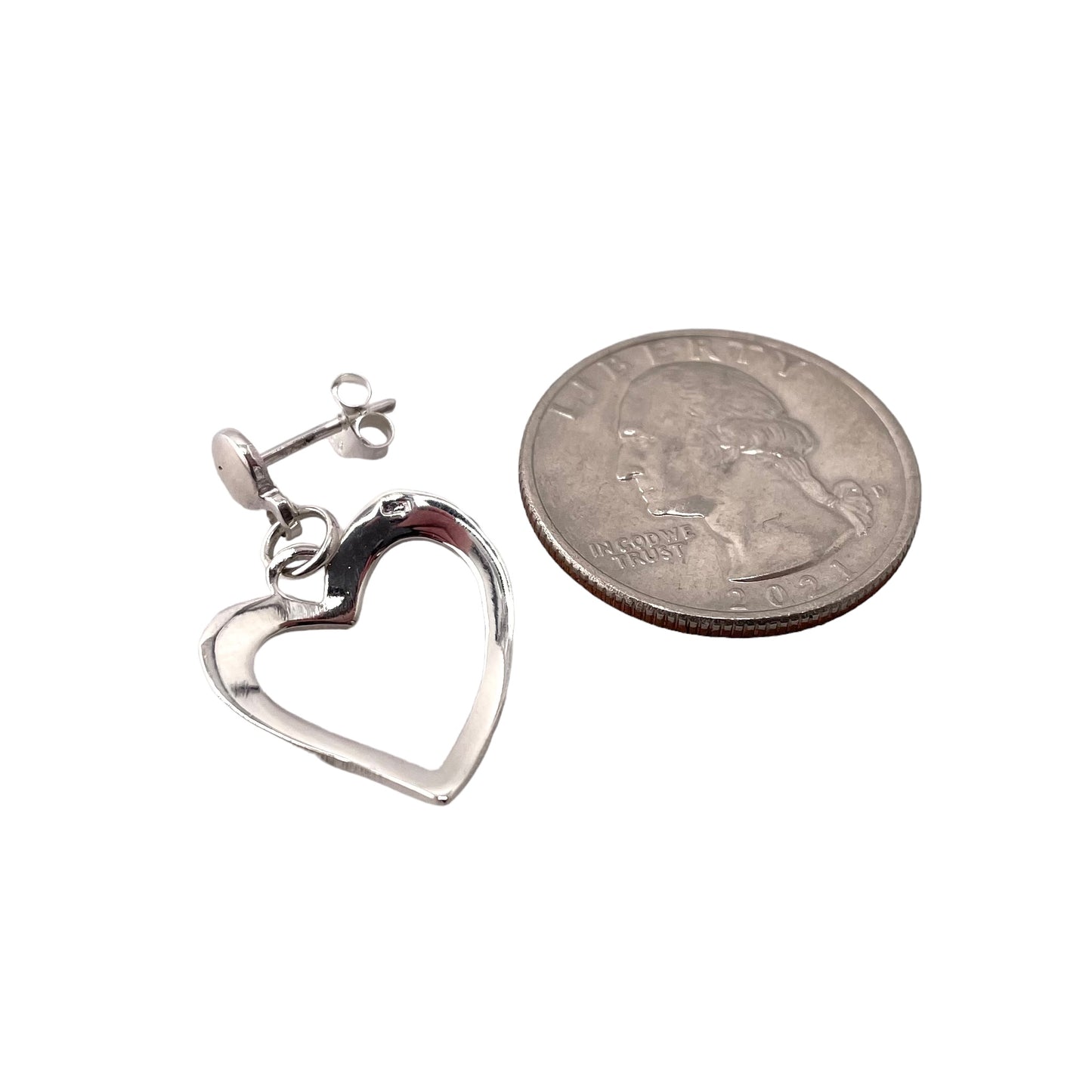 Heart Drop Post Earrings Sterling Silver