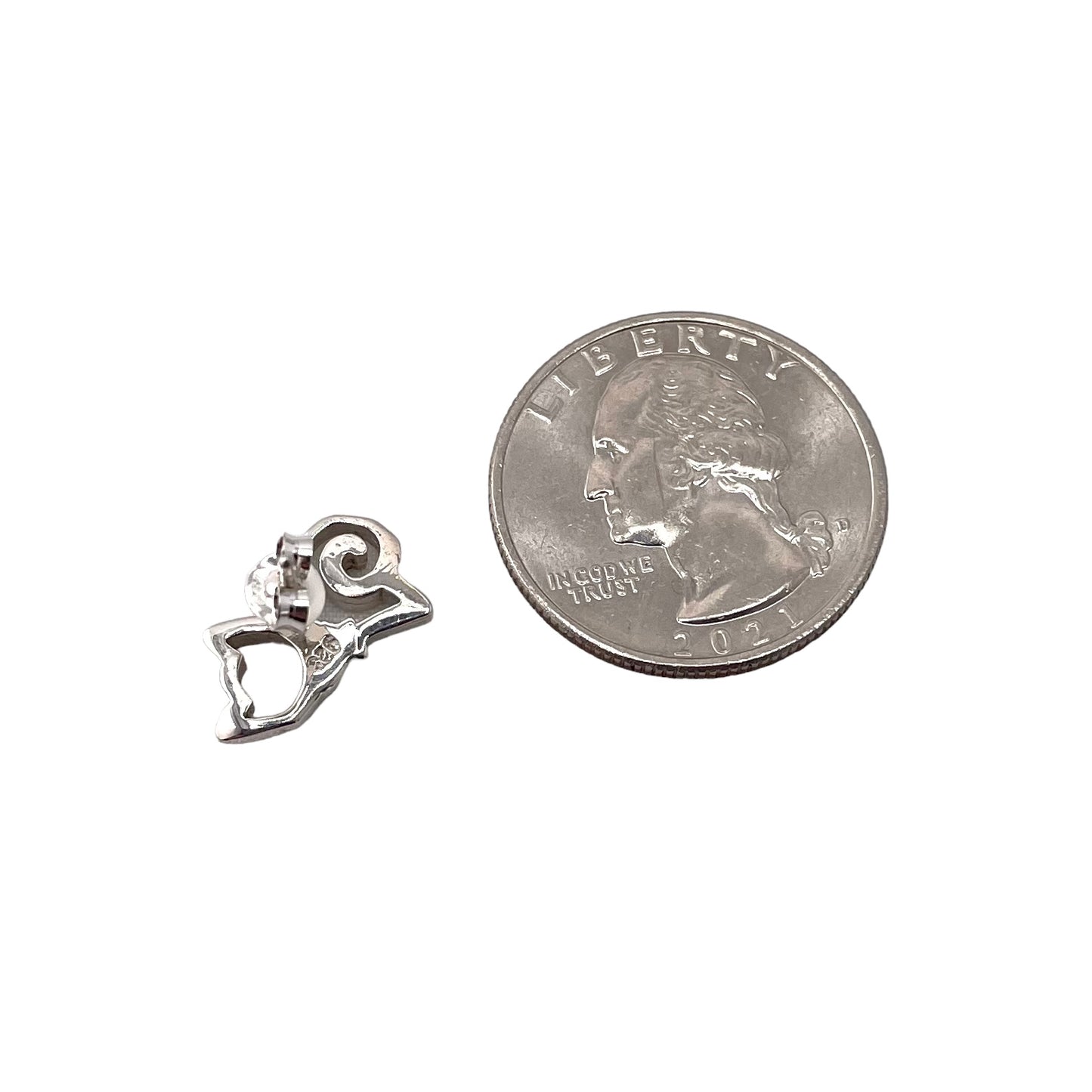 Cat Post Earrings Sterling Silver