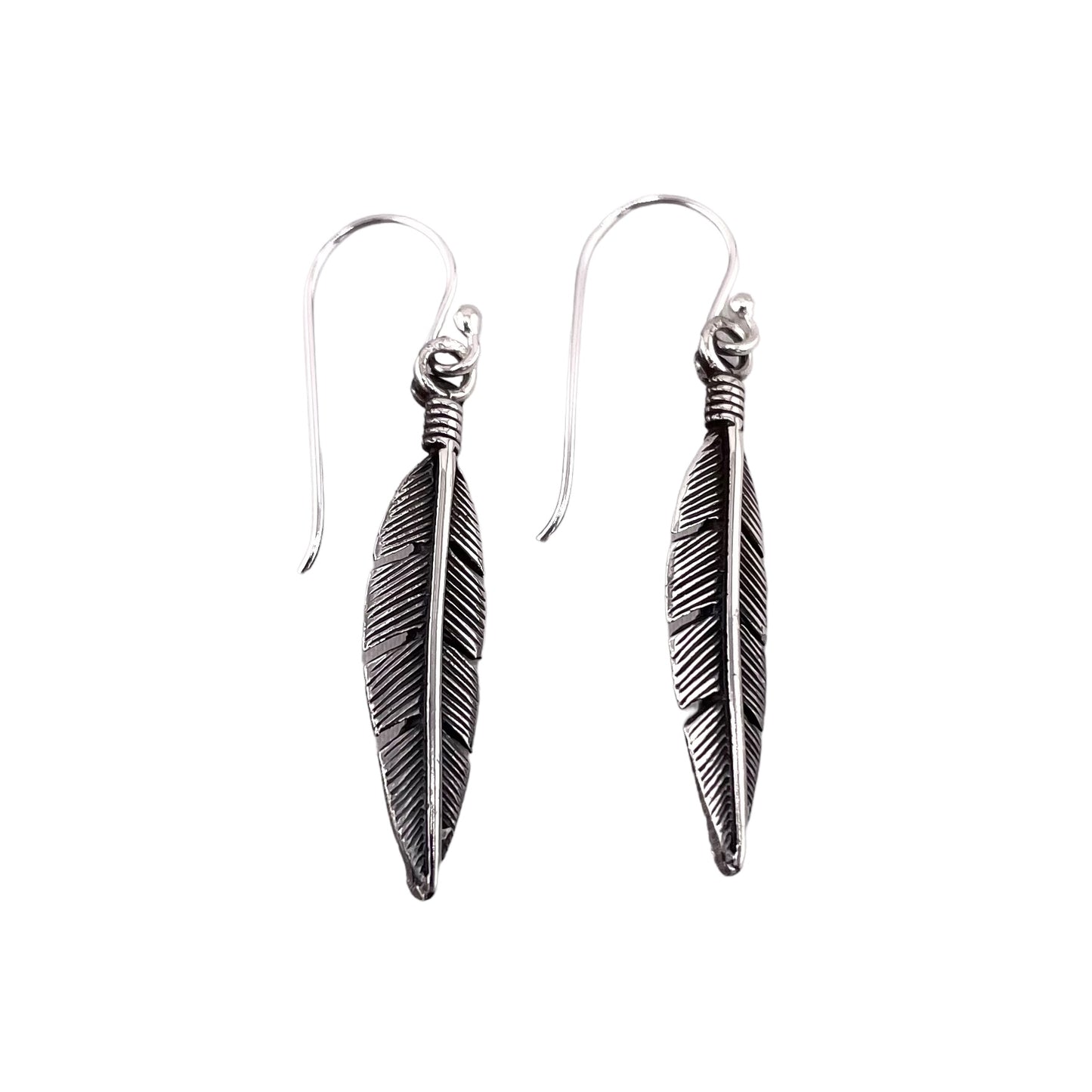 Feather Dangle Earrings Sterling Silver