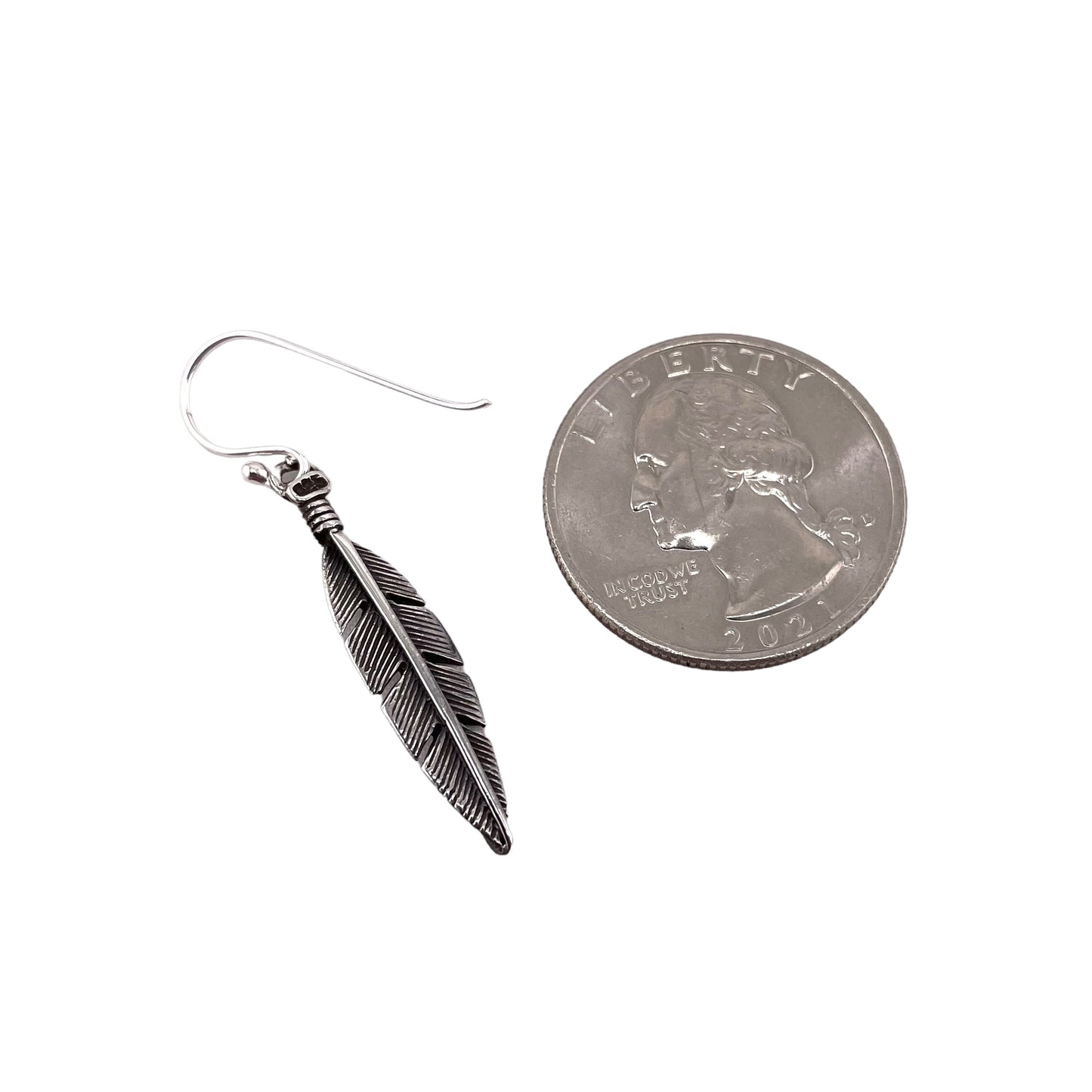 Feather Dangle Earrings Sterling Silver