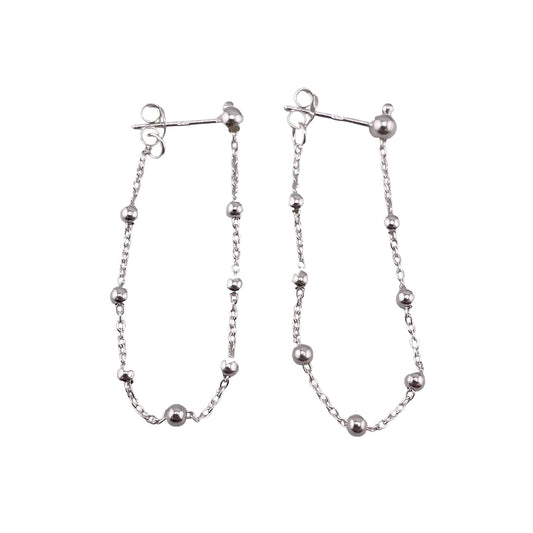 Beaded Drop Dangle Earrings Sterling Silver