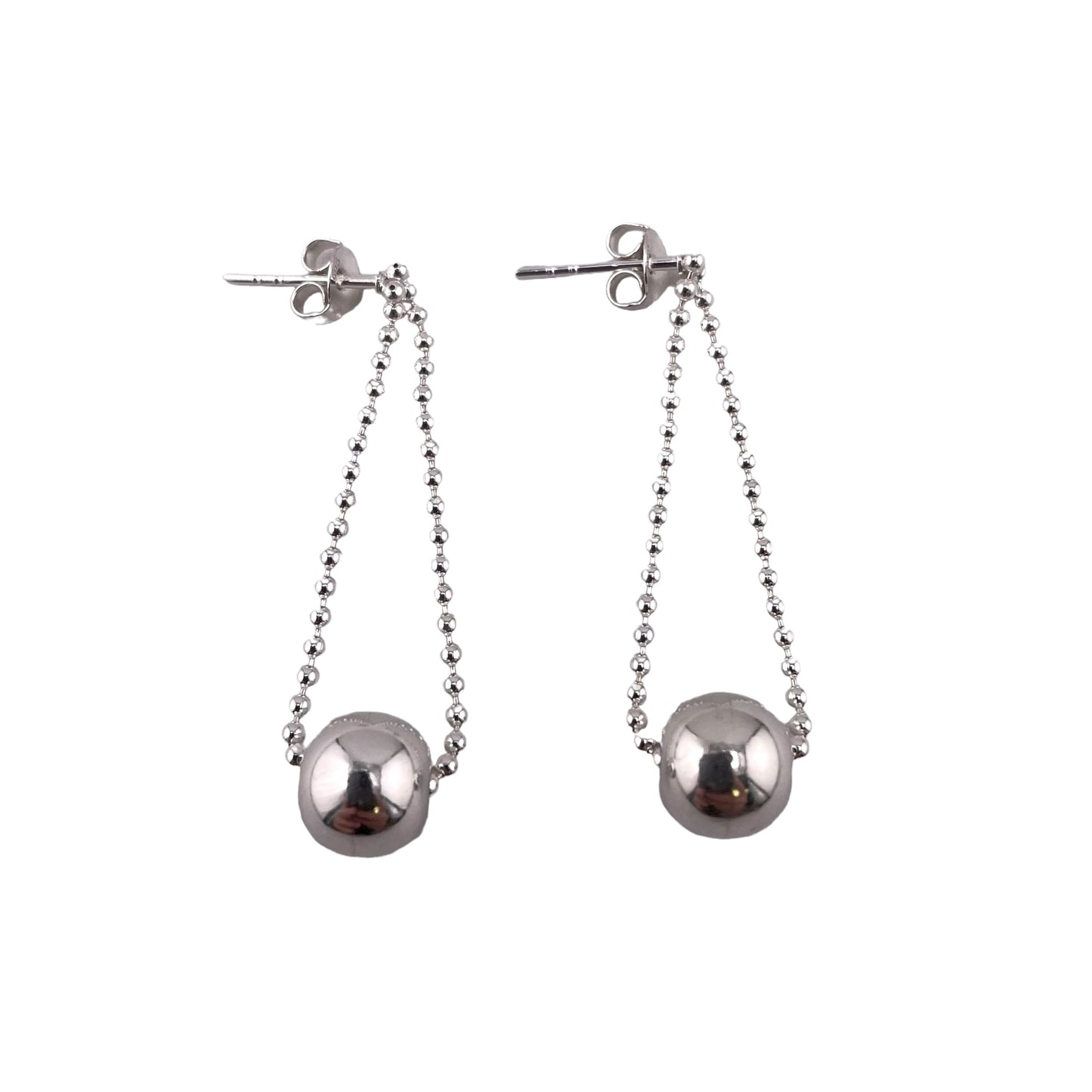 Drop Bead 8mm Dangle Earrings Sterling Silver