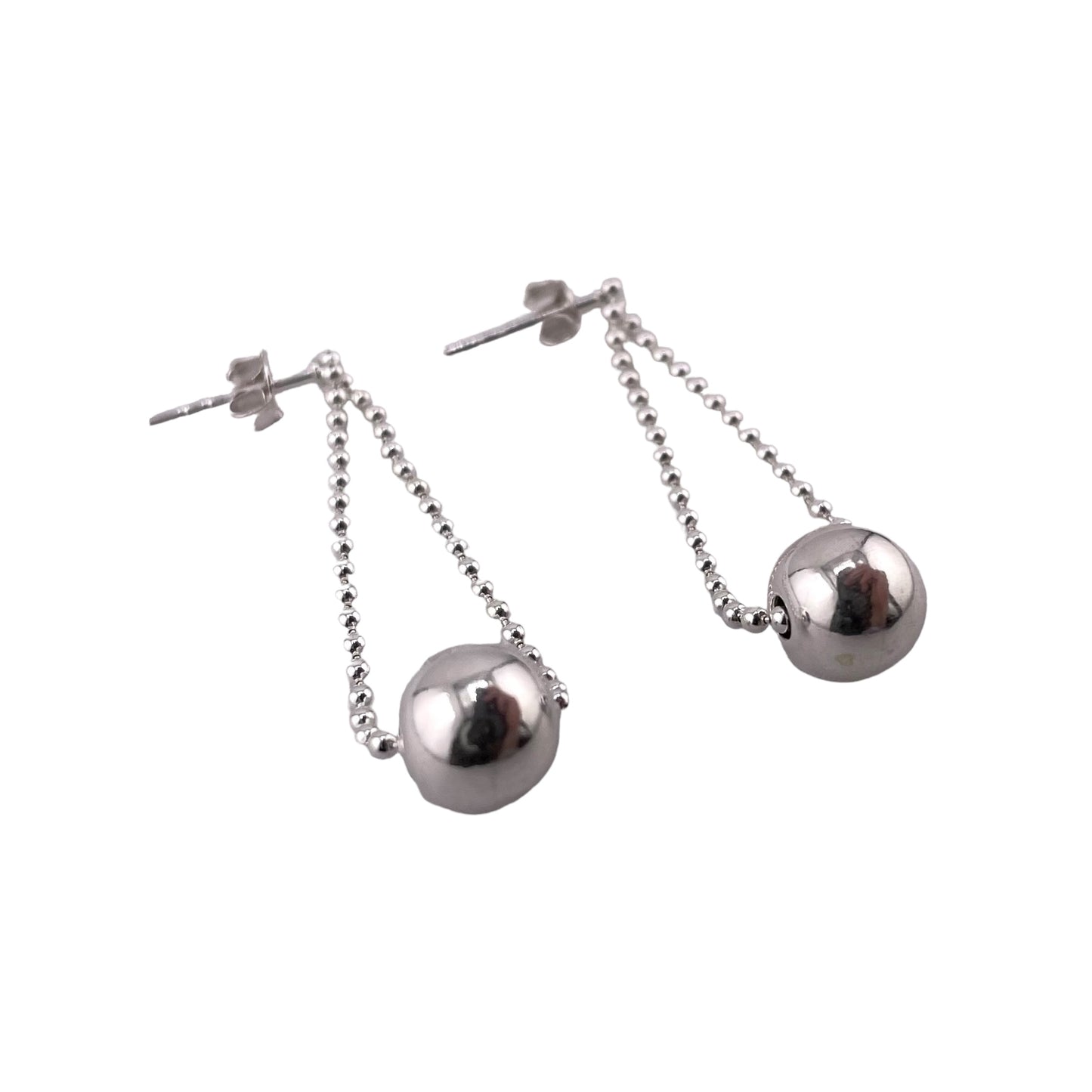 Drop Bead 8mm Dangle Earrings Sterling Silver