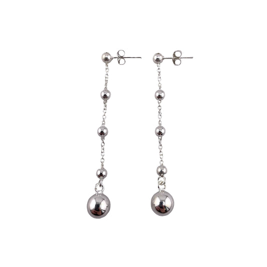 Drop Bead 8mm Dangle Earrings Sterling Silver