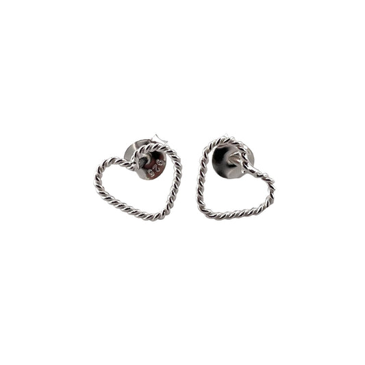 Heart Rope Post Earrings Sterling Silver