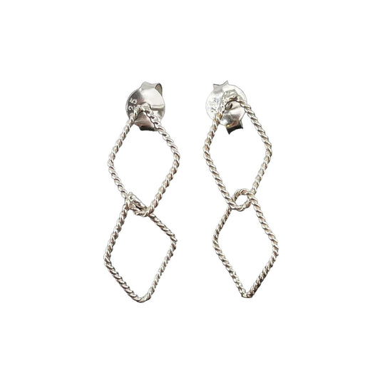 Rope Diamond-Shape Post Earrings Sterling Silver