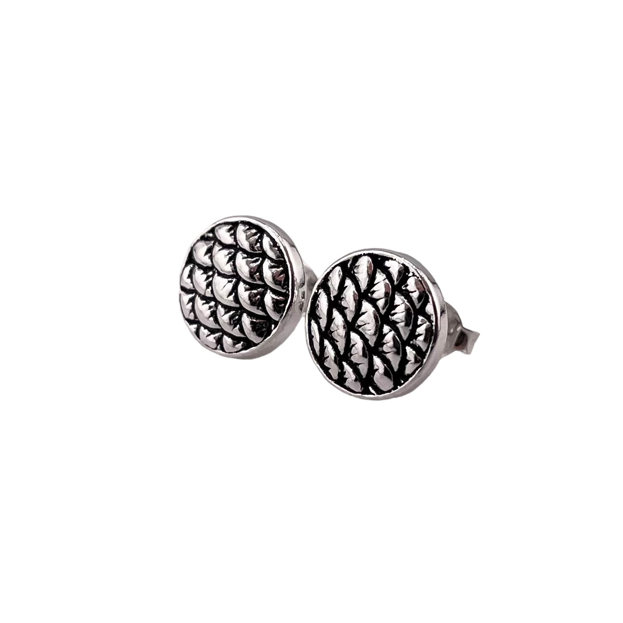 Round Pine Cone Post Earrings Sterling Silver