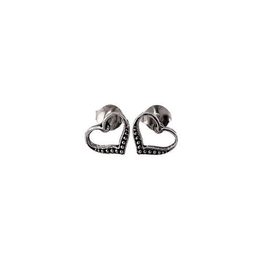 Dottet Heart Post Earrings Sterling Silver