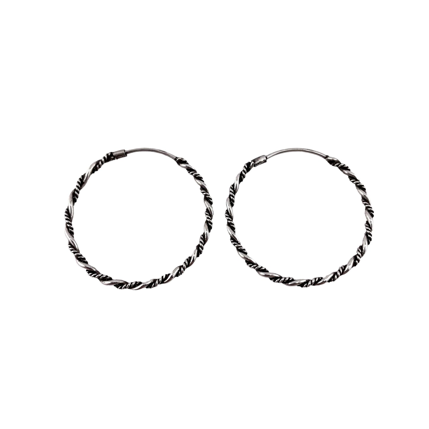 Braided Endless Hoop 30mm Earrings Sterling Silver