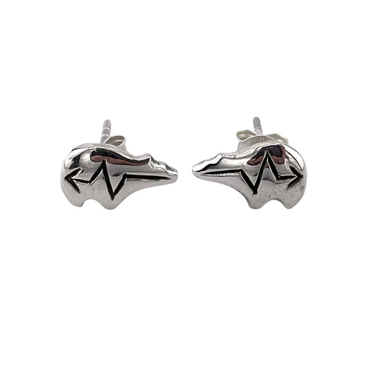 Imprinted Southwestern Bear Earrings Sterling Silver