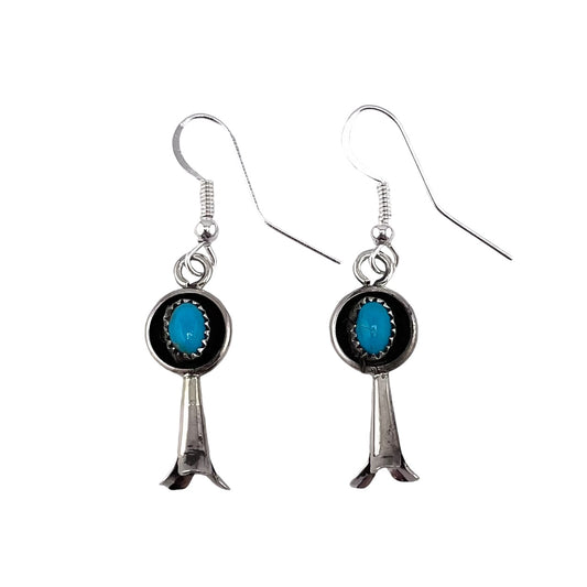 Turquoise Blossom Navajo Dangle Earrings Sterling Silver