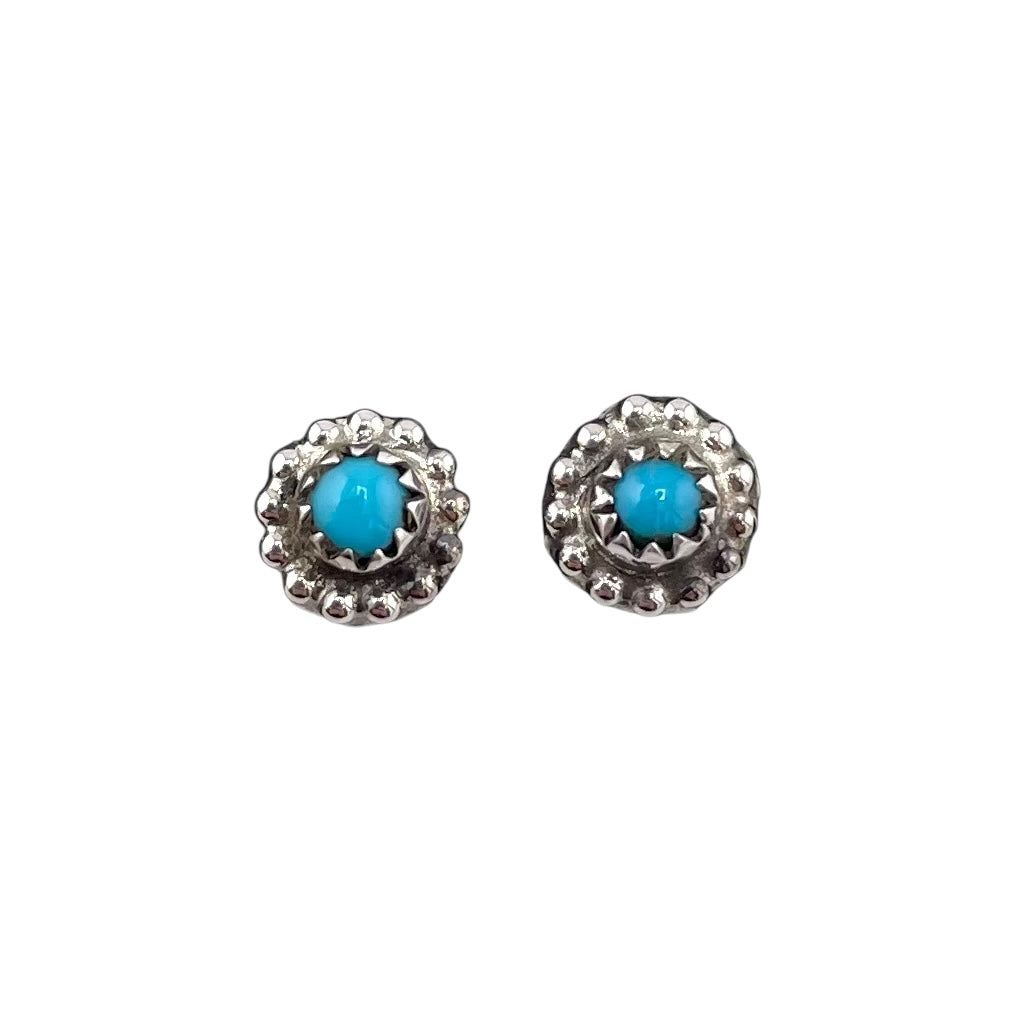 Turquoise Studded Navajo Post Earrings Sterling Silver