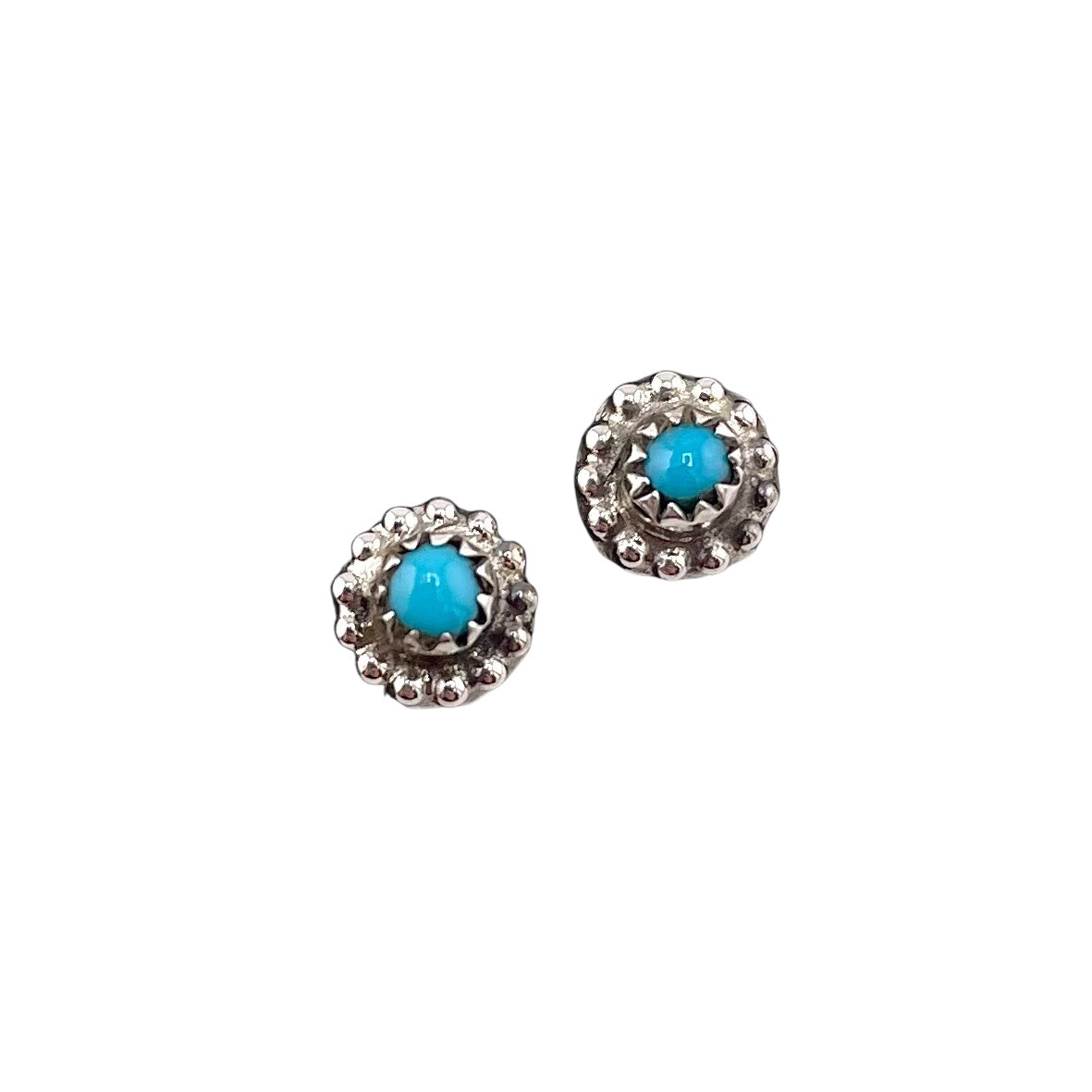 Turquoise Studded Navajo Post Earrings Sterling Silver