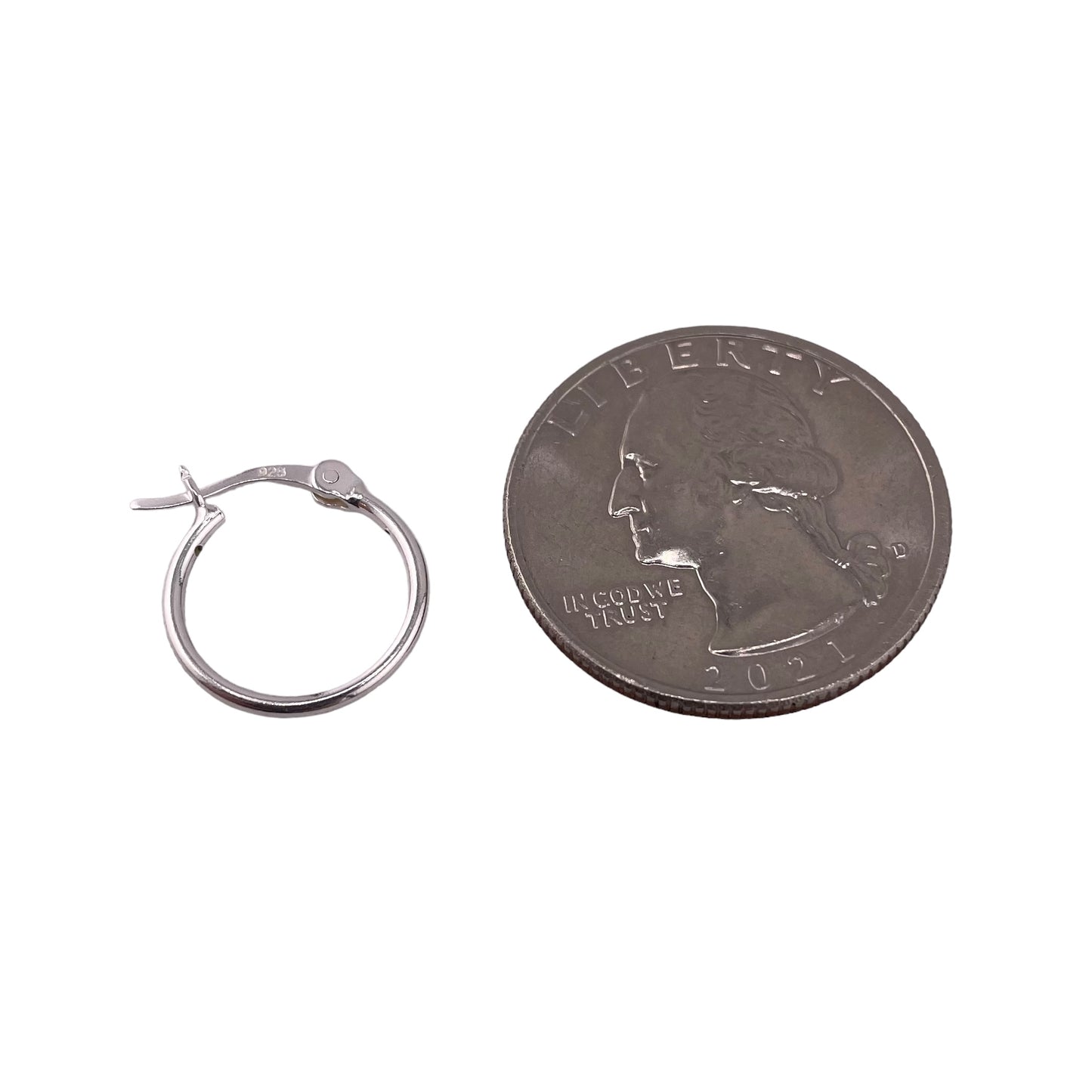 Sterling Silver Hinged Hoop Earrings Round 1.25mm Wide. Available in 10mm to 50mm