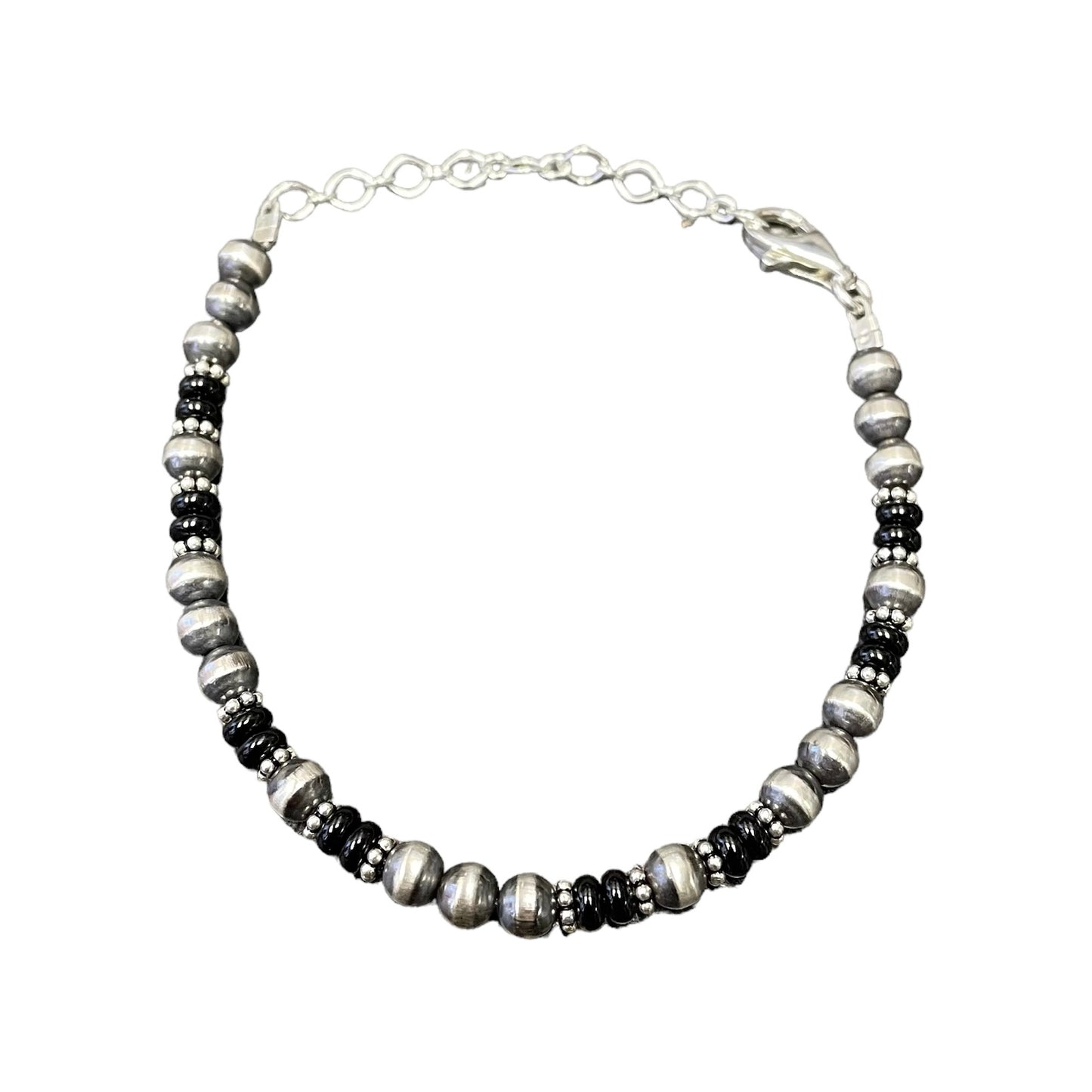 Onyx Desert Pearl Bead Bracelet Sterling Silver