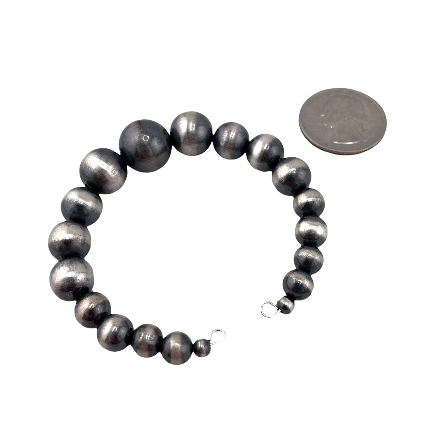 Desert Pearls Oxidized Bead Flexible Cuff Bracelet Sterling Silver