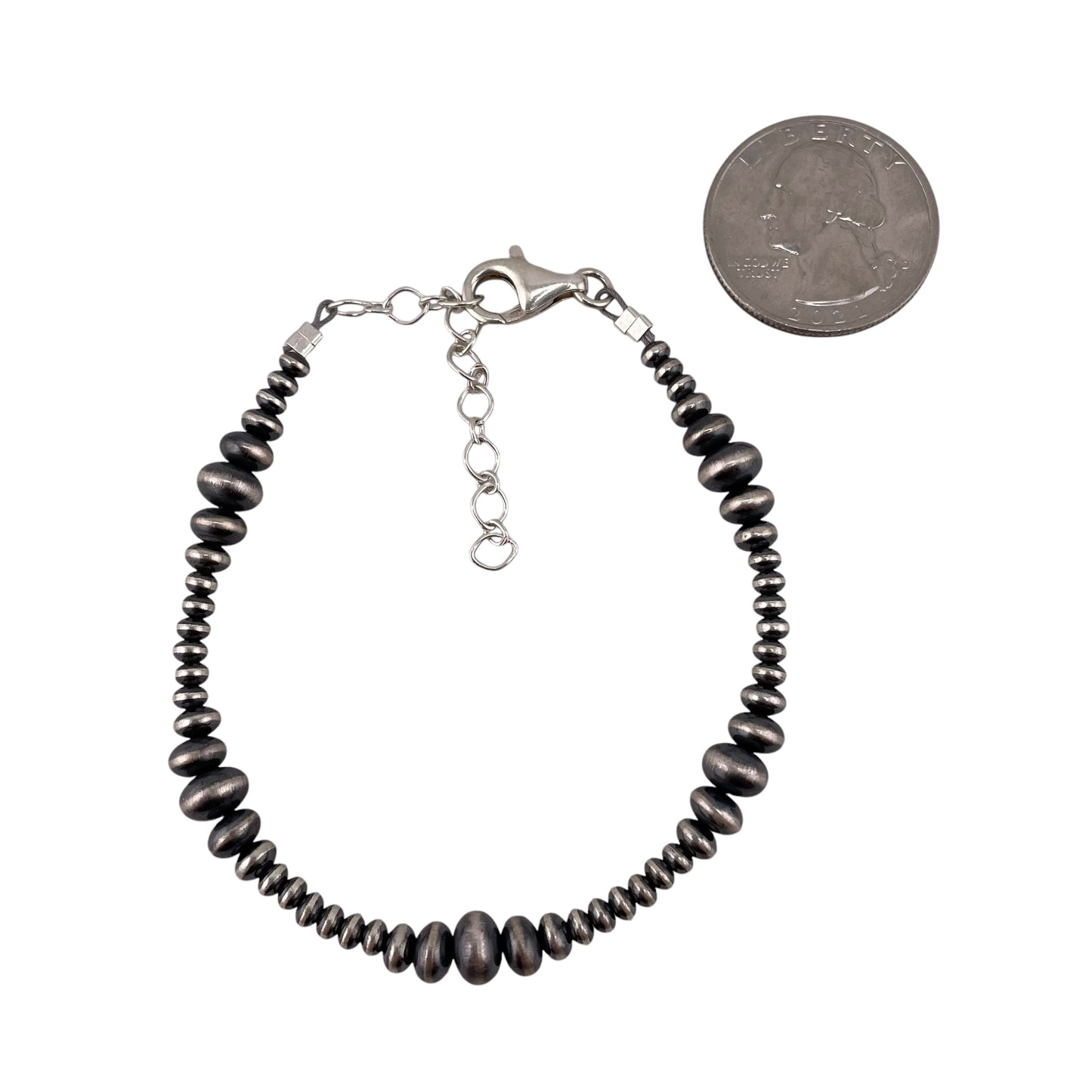 Desert Pearl Oxidized Saucer Bead Bracelet Sterling Silver