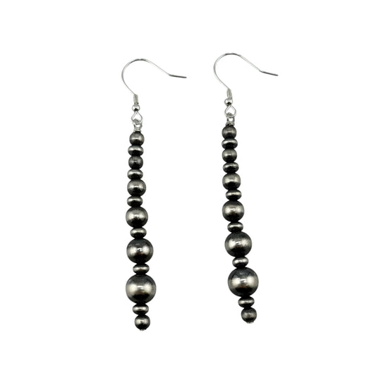 Desert Pearl Drop Bead Dangle Earrings Sterling Silver