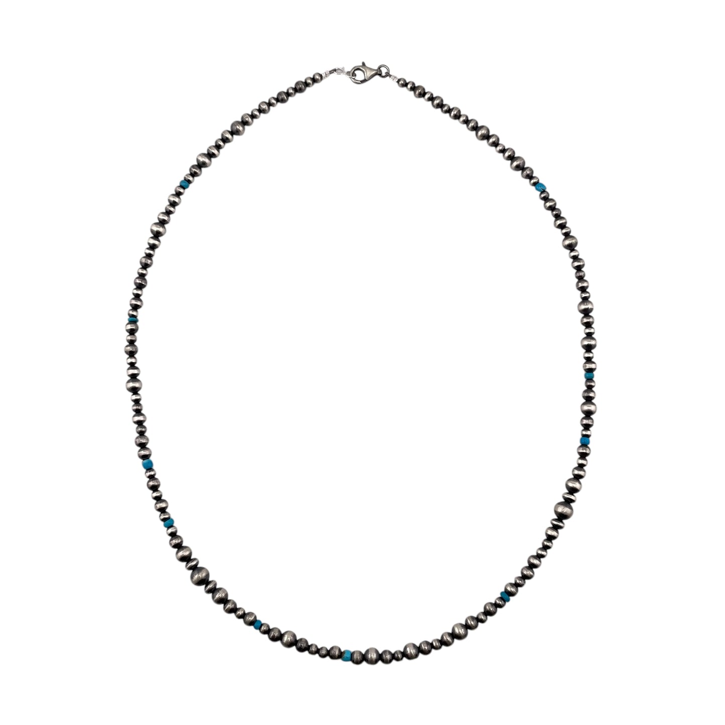 Turquoise Navajo Pearl Mixed Bead Necklace Sterling Silver