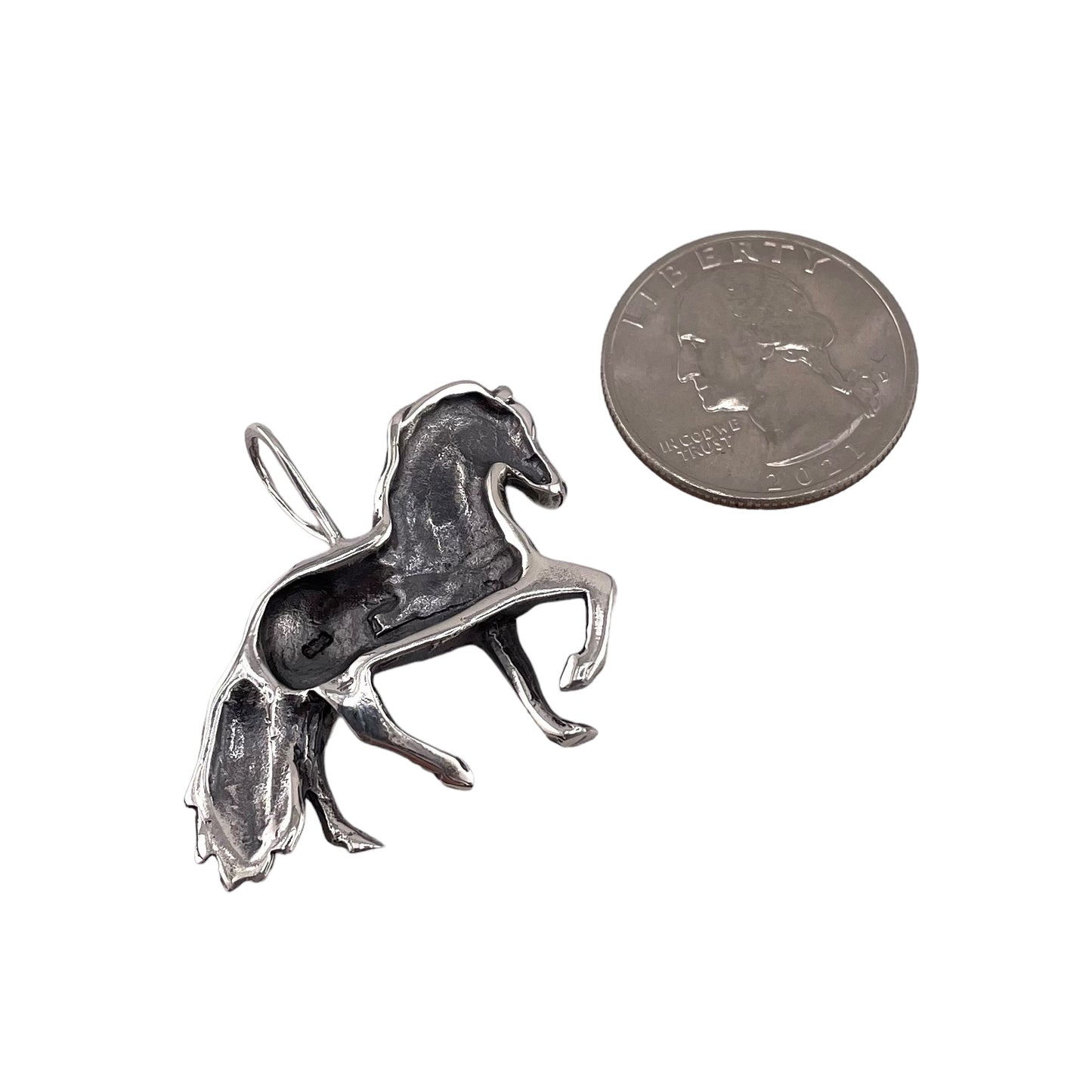 Horse Bronco Pendant Large Sterling Silver