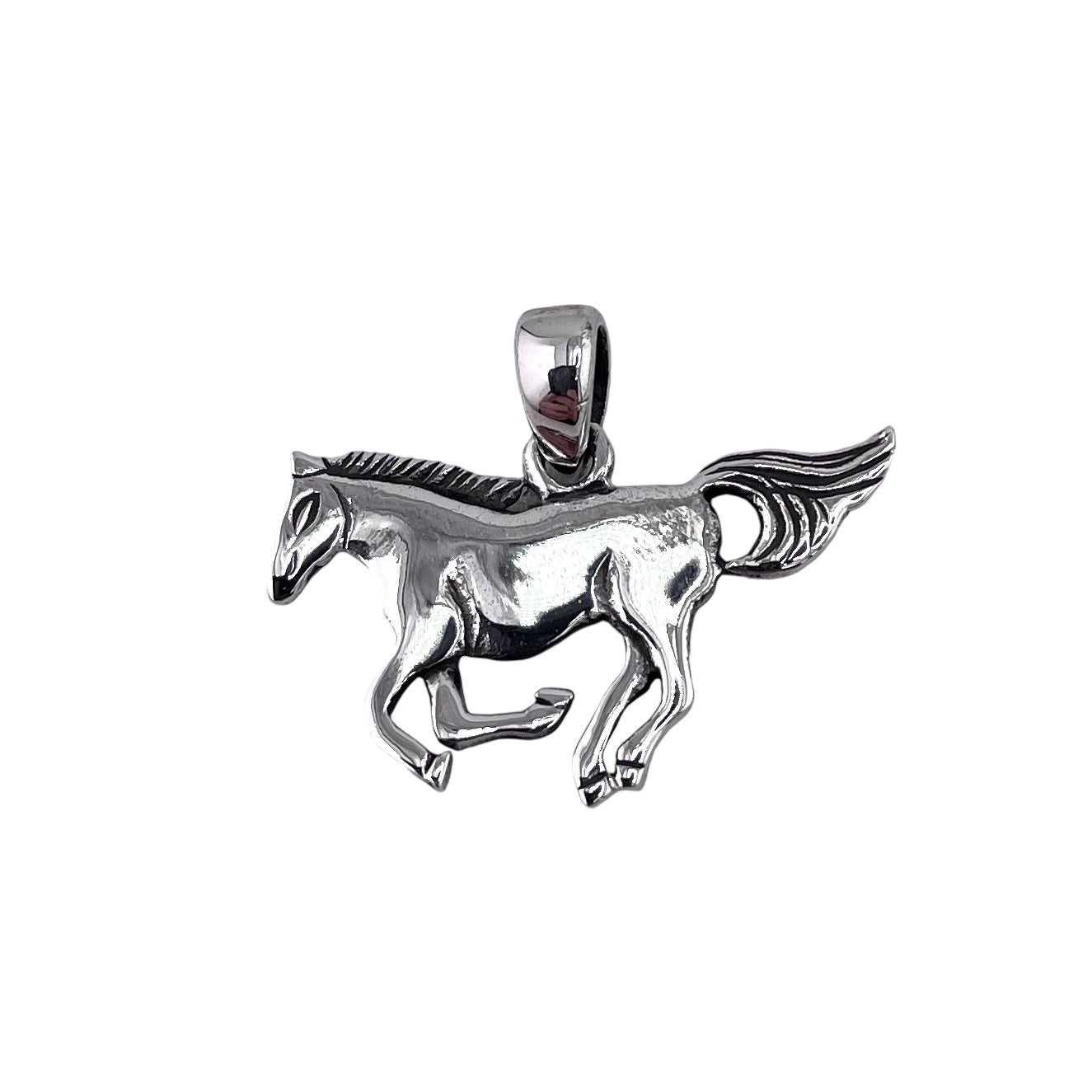 Galloping Horse Pendant Sterling Silver