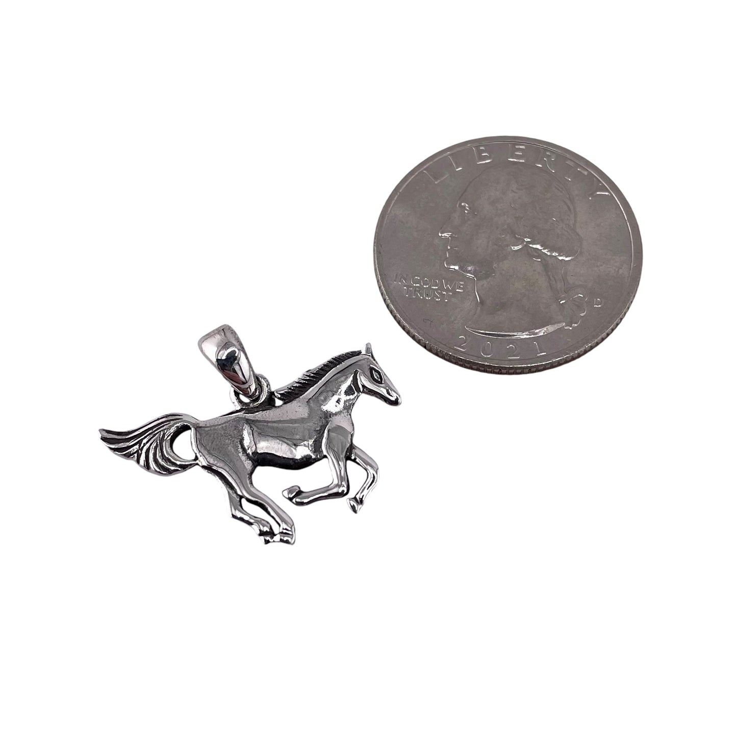 Galloping Horse Pendant Sterling Silver